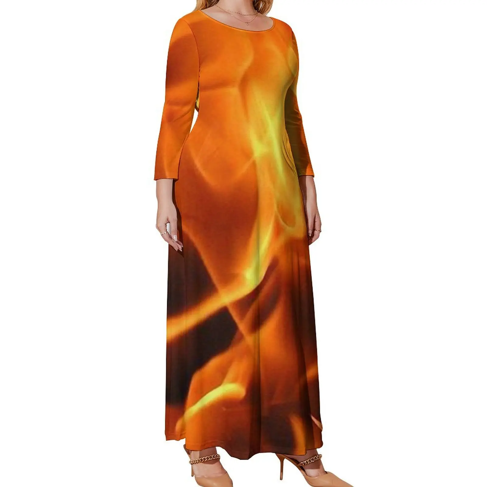 Fire Long Sleeved Dress sexy dress for women Women's long dress