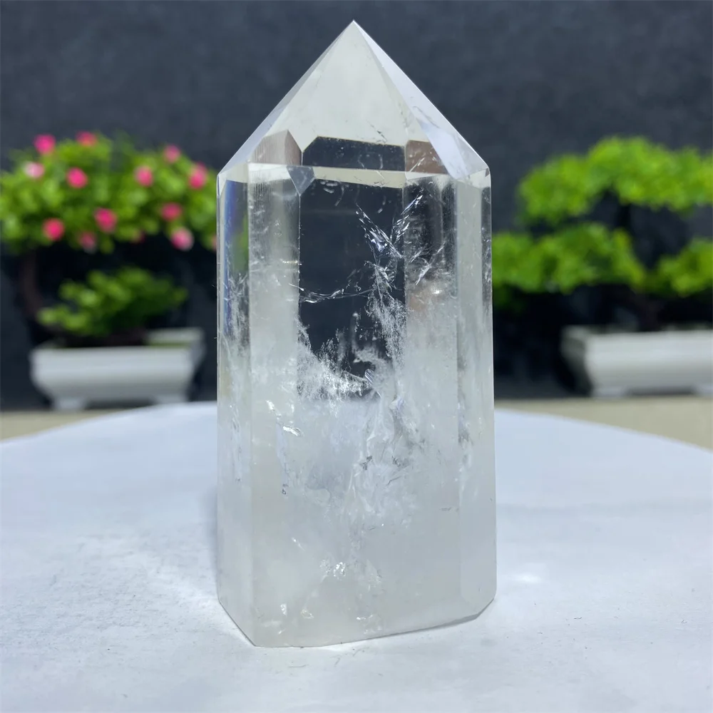 High Quality Natural Crystal White Clear Quartz Column Wand Hexagonal Tower Spiritual Meditation Healing Mineral Energy Stone