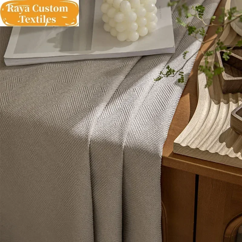 

Cotton and Linen Log Curtains for Living Dining Room Bedroom Wind Modern Light Luxury Sunscreen Full Blackout Curtains Custom