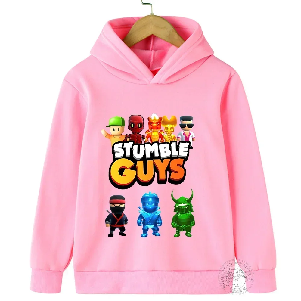 2024 Stumble Guys Hoodie Children\'s Harajuku Games Sweatshirt Boys Girls Original Cartoon Character Print Tops Children\'s Cloth