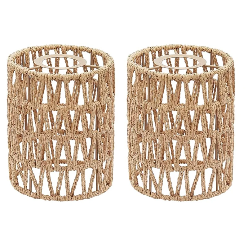 

2Pack 5.9 X 5 Inch Rattan Lamp Shade Handwoven Lamp Shades Replacement For Pendant Light