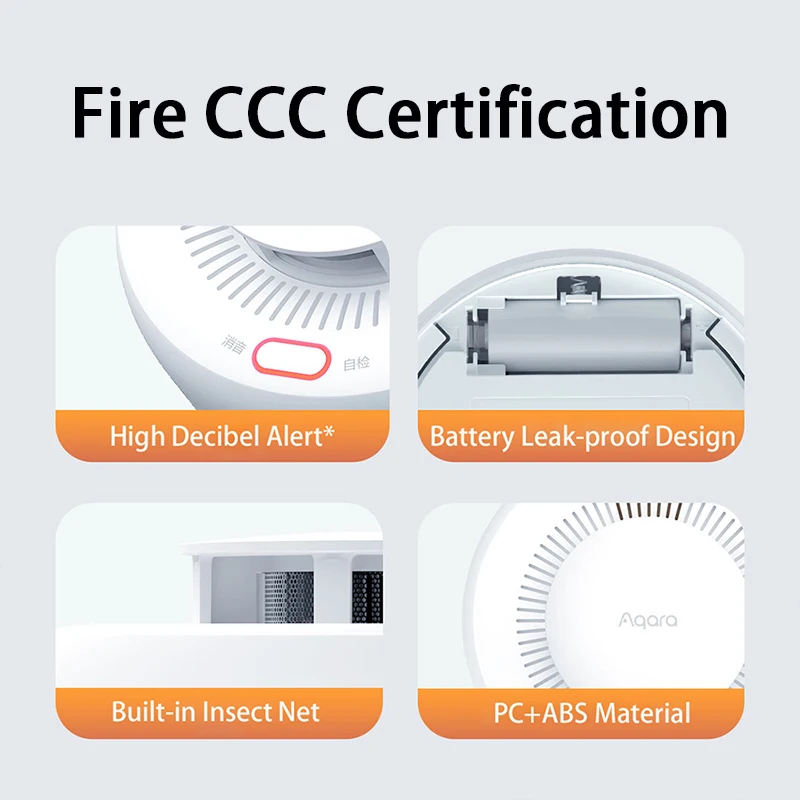 Aqara-detector de fumaça zigbee, monitor inteligente de alarme de incêndio, alerta sonoro, aplicativo de segurança doméstica, controle remoto para xiaomi mi home homekit