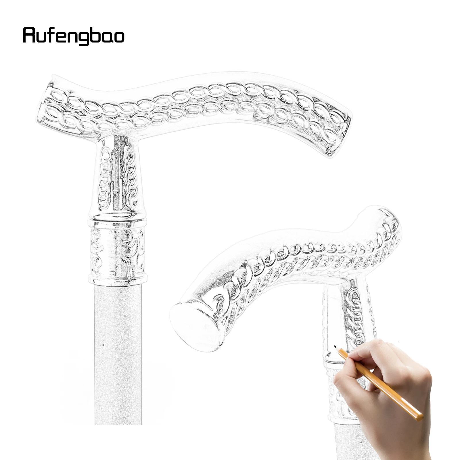 White Flower Wheatear Pattern Luxury Fashion Walking Stick for Party Decorative Cane Elegant Crosier Knob Walking Stick 93cm