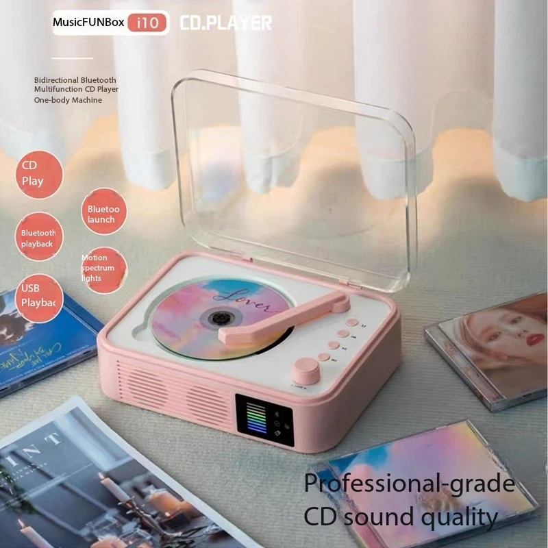 

4000MAH Battery Retro CD Player Remote Control Wireless Bluetooth Speaker Home Sound Support CD USB AUX Portable Audio For Phone