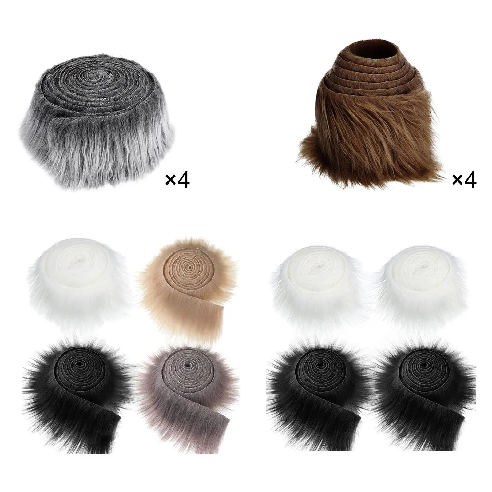 Tissu en Fausse Fourrure pour Costume, Patchs en Fourrure Shaggy, Fourrure Fuzzy DIY, Tissu Artificiel pour Gnomes, Barbe, Cheveux, 4Pcs