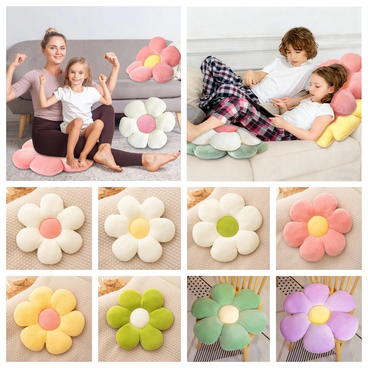 

Colorful Flowers Seat Cushion Stuffed Cotton Cute Plush Flower Chair Pads Plant Throw Pillows Floor Butt Mat Suitable As Gift