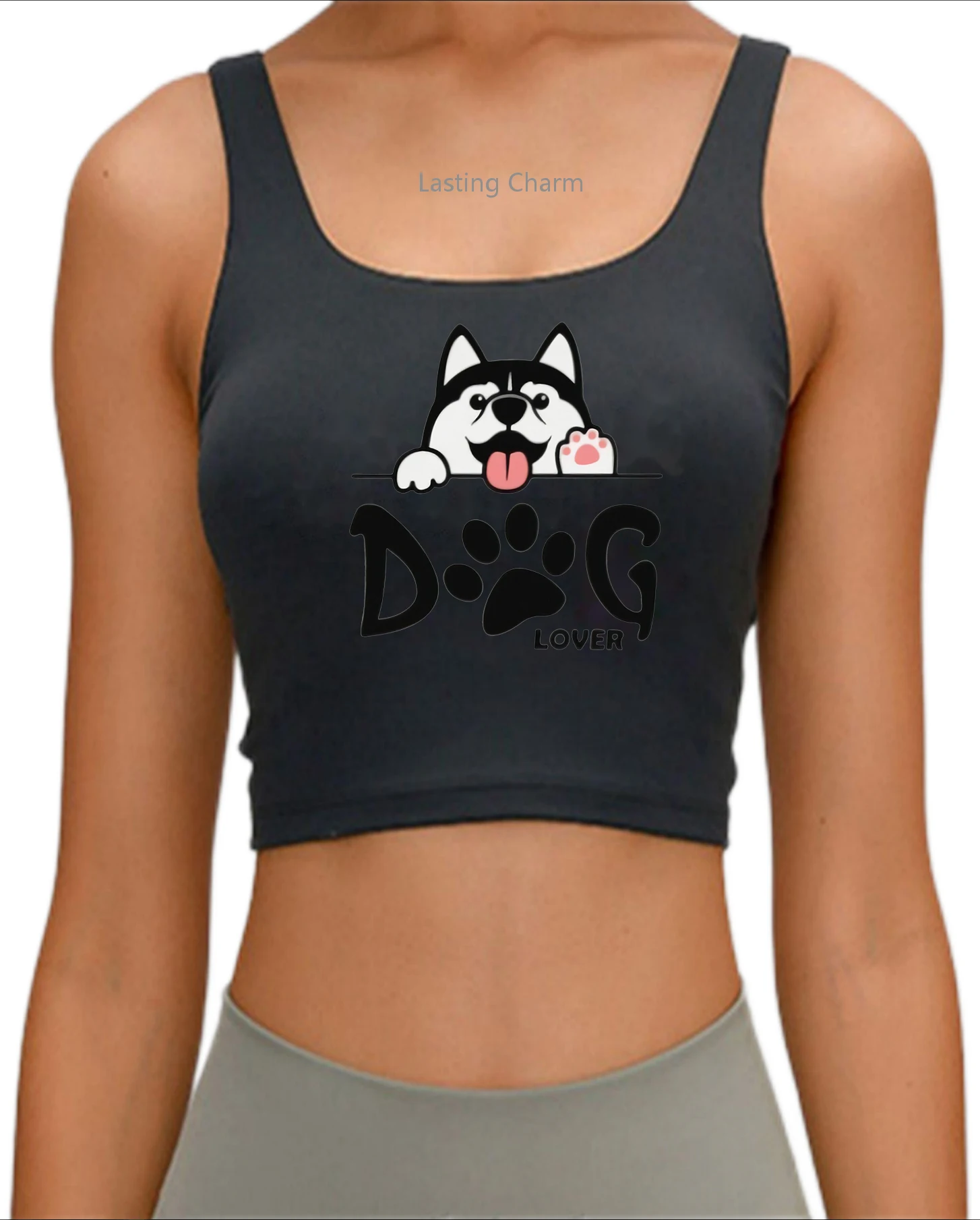 Cute Dog Print Crop Top Dog Lover's Top