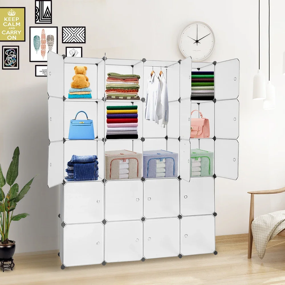

Wardrobes 20 Cube Organizer Stackable Plastic Cube Storage Shelves Design Multifunctional Modular Closet Cabinet furniture
