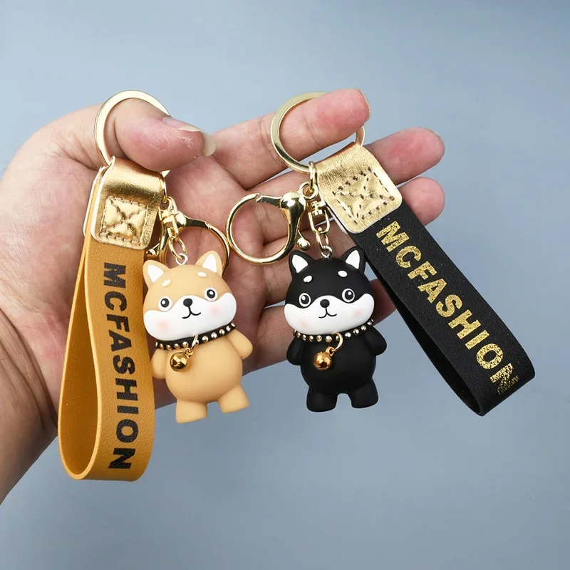 Cartoon Shiba Inu Resin Keychain Lovely Bell Puppy Three-dimensional Key Chain Cute Pendant Accessories Small Gift For Lovers