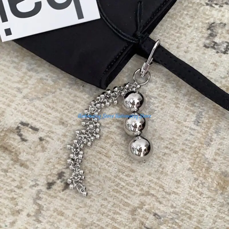 573B Stylish Acrylic Ring Charm with Beaded Tassels Decoration for Bags Backpack