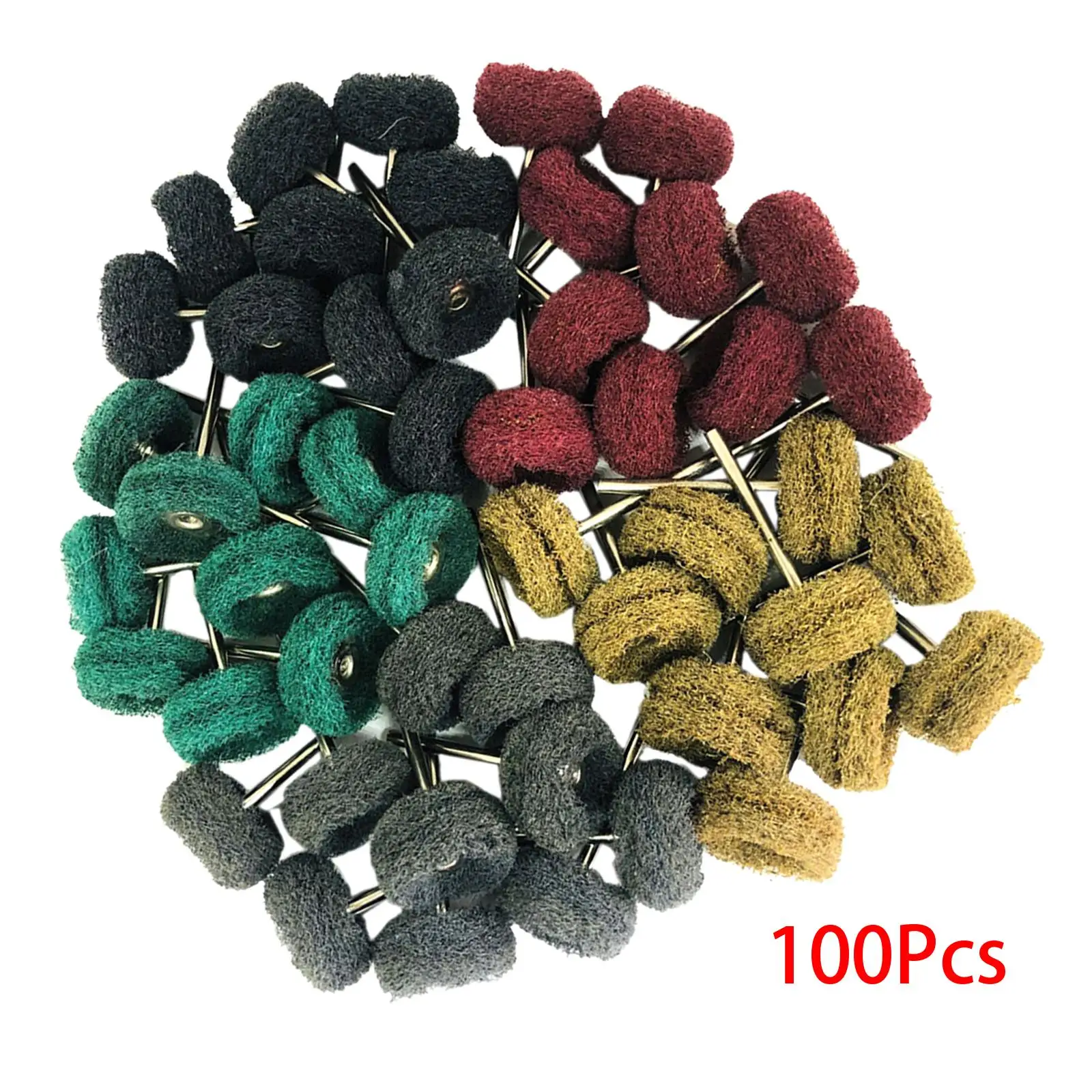 

100Pcs Abrasive Buffing Wheel Grinding Sanding Head 25mm Fiber Abrasive Brush Buffing Polishing Wheel Set for Rotary Tool