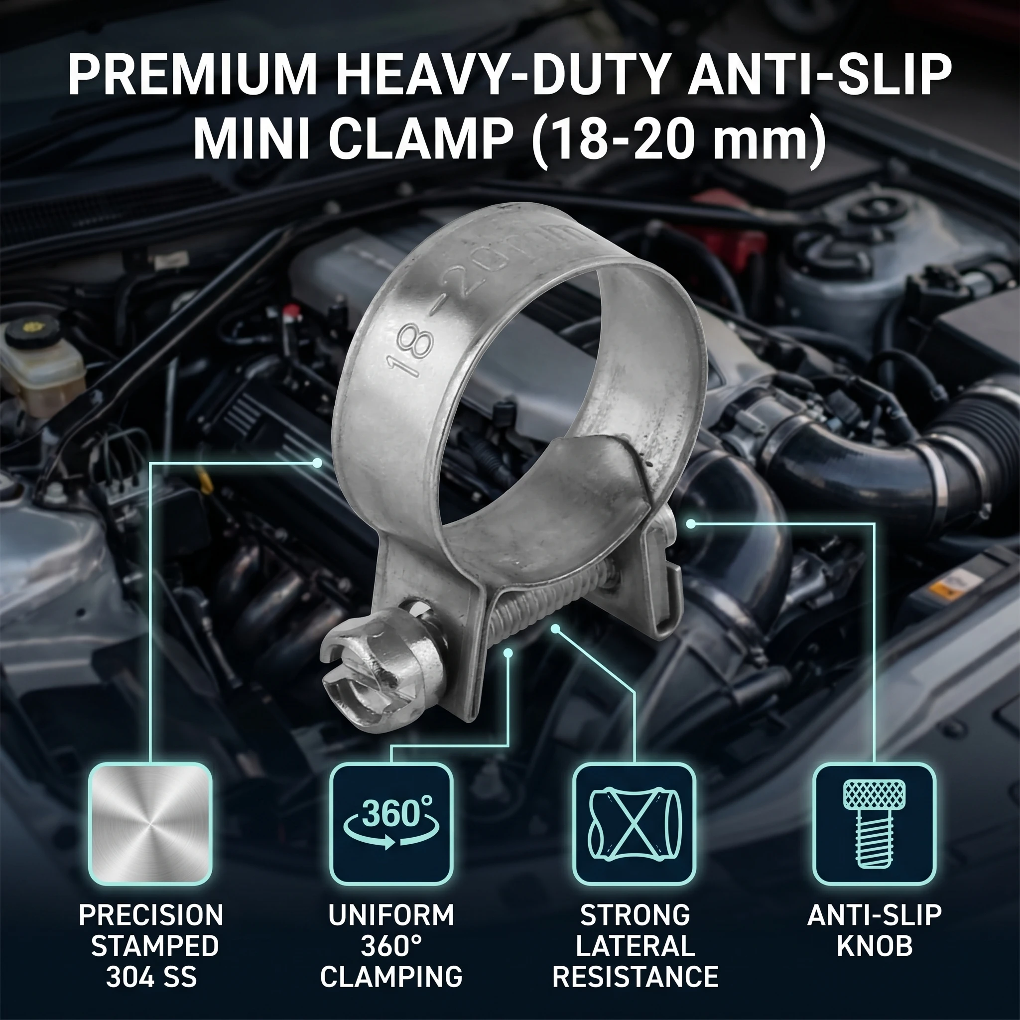 10pcs Hose Clamp Stainless Steel Mini Fuel Line Pipe Hose Clamp Clip 6mm‑20mm Optional Size