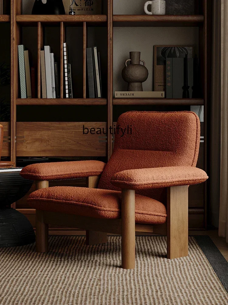 LXLX style médiéval chez l'habitant chaise de loisirs salon balcon nordique rétro en bois massif simple canapé chaiseSSS
