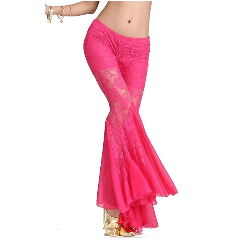 Sexy New Professional Women Belly Dance Pants Lace Bollywood Indian Dance Costumes Tribal Bellydance Flares Pants