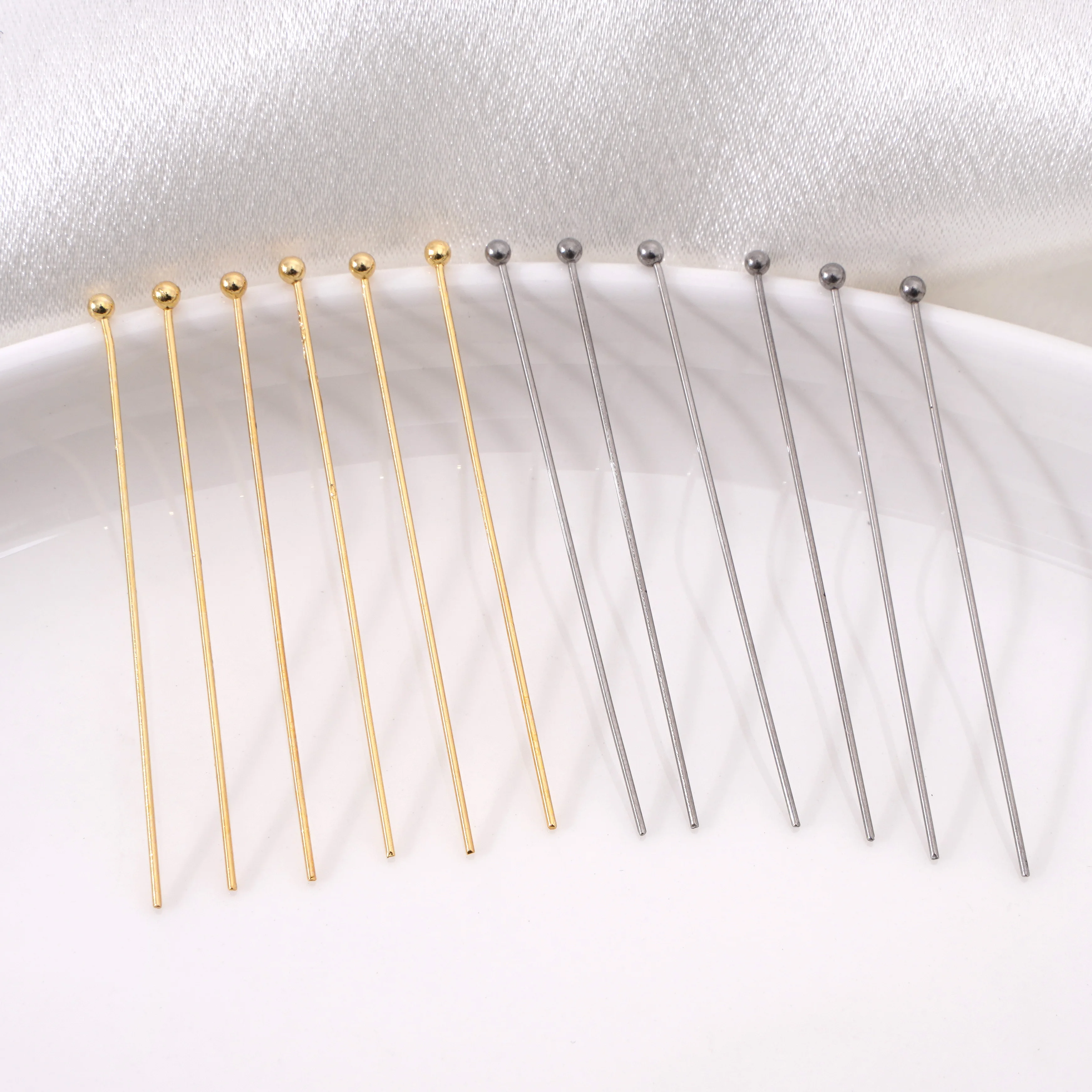 50-100pcs Stainless Steel Rhodium/Gold Color Ball Head Pins For Jewelry Making Earrings Headpins Accessories Handmade Supplies - view 3