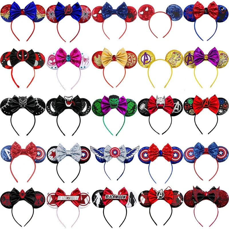 The Avengers Ears Headband Women Disney Marvel Superhero Spider-Man Hairband Girl Black Widow Iron Man Hair Accessories Kid Gift