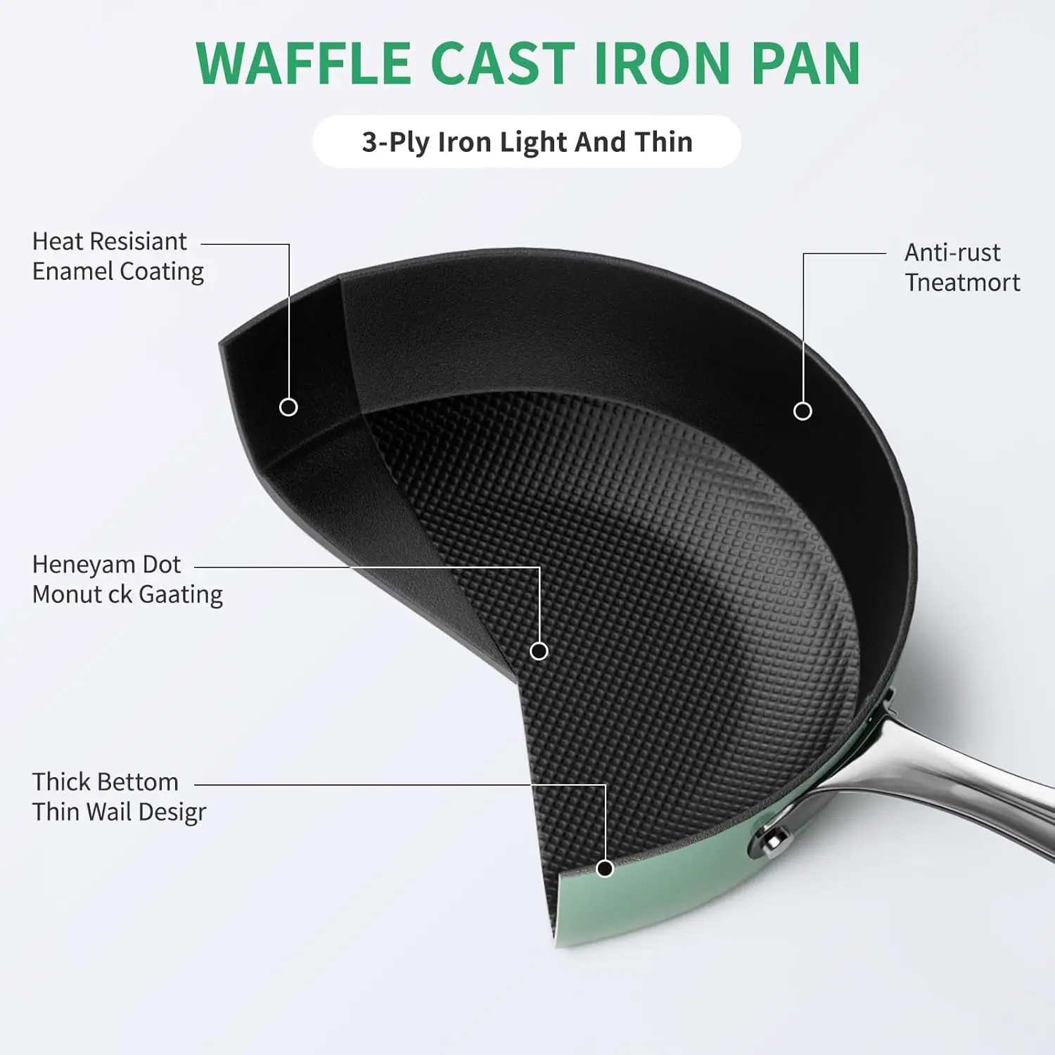 8Pcs Cast Iron Pots And Pans Set Nonstick Kitchen Cookware Sets Green Induction Cookware Non-Toxic Healthy Non Stick Cooking