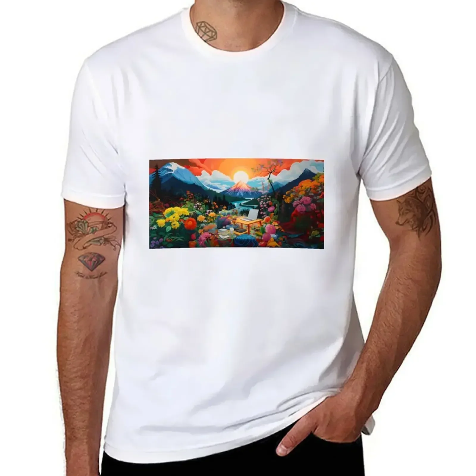 Laptop at Sunrise T-shirt oversized oversizeds sublime Blouse t shirts for men pack