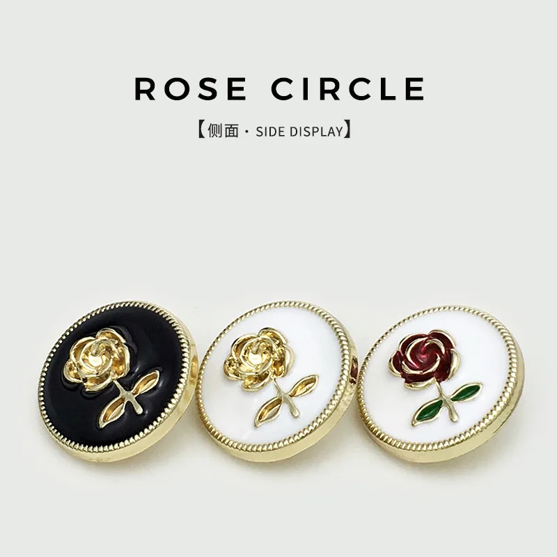 Image of 10 stücke Rote Rose Metall Knöpfe Strickjacke Hemd Manschette Ausschnitt Dekorative Knöpfe Kleidungsstücke Nähen Knöpfe Nähen Zubehör Diy