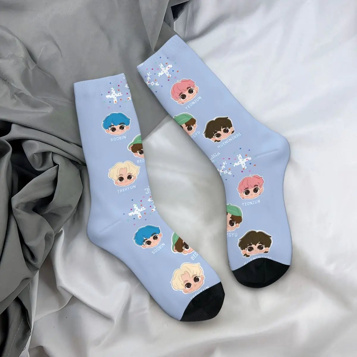 Happy Funny Chibi Blue Hour Fanart Men\'s Socks Vintage Harajuku TXT Street Style Novelty Seamless Crew Crazy Sock Gift Printed