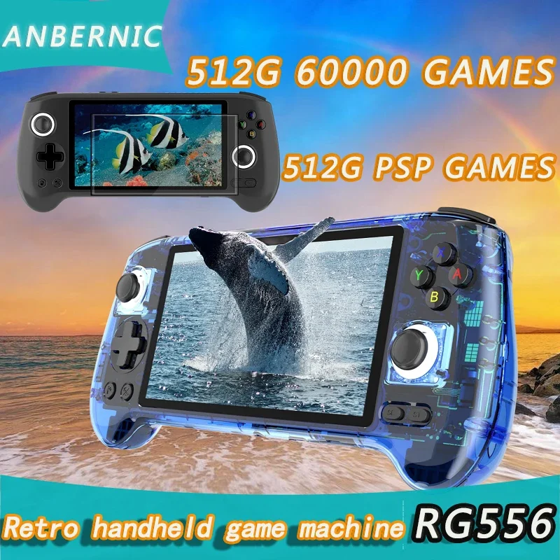 ANBERNIC RG556 Retro Handheld Game Console 5.48-inch AMOLED ScreenUnisoc T820 Android 13 System  Built-in Hall Trigger Fan Gift