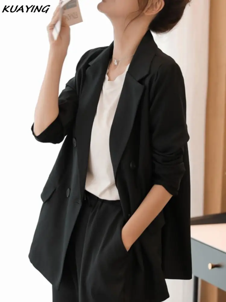 Women Elegant Blazer Slim Pencil Pantsuits Autumn Fashion Ankle-Length Solid Female Bussiness Work Clothes Two Piece Suit