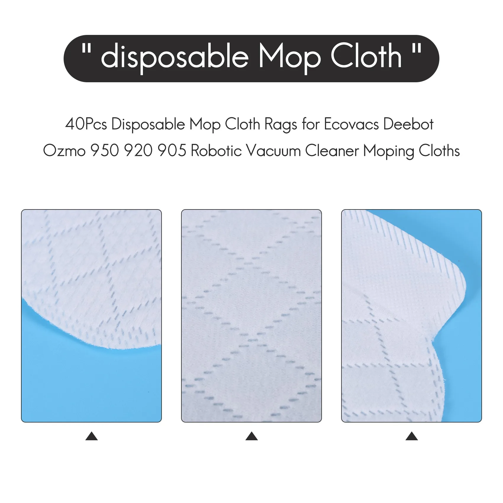 40Pcs Disposable Mop Cloth Rags for Ecovacs Deebot Ozmo 950 920 905 Robotic Vacuum Cleaner Moping Cloths