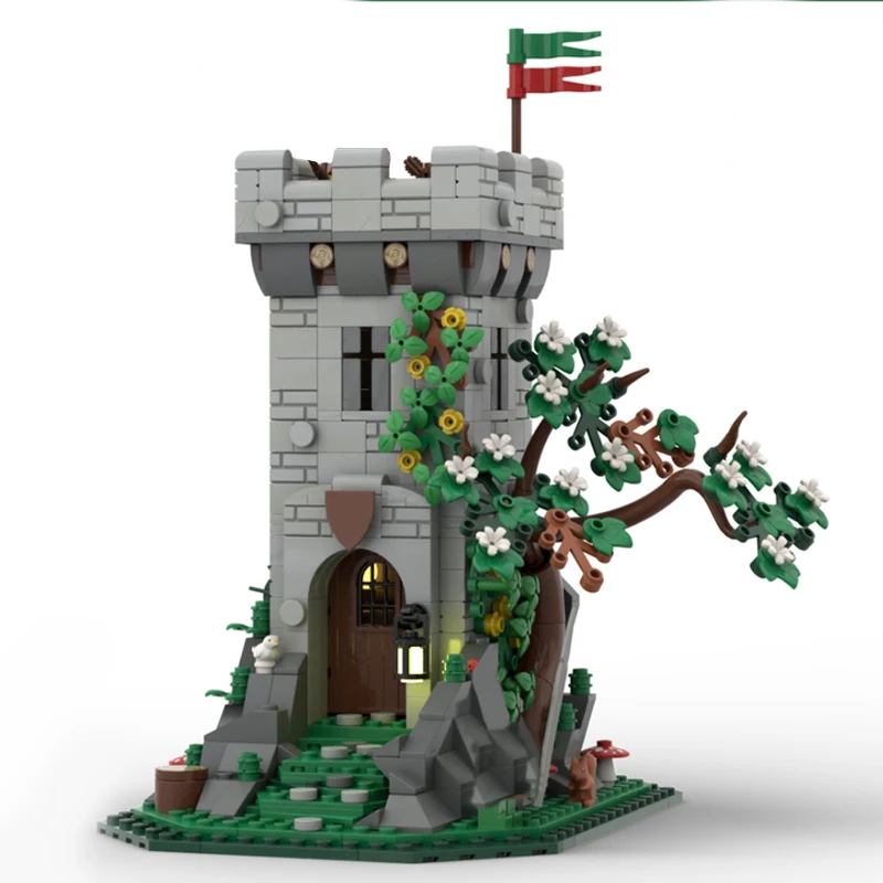 704pcs MOC European Medieval Street View Forestmen Watch Tower DIY creative ideas Retro child Toy Birthday Gift building blocks