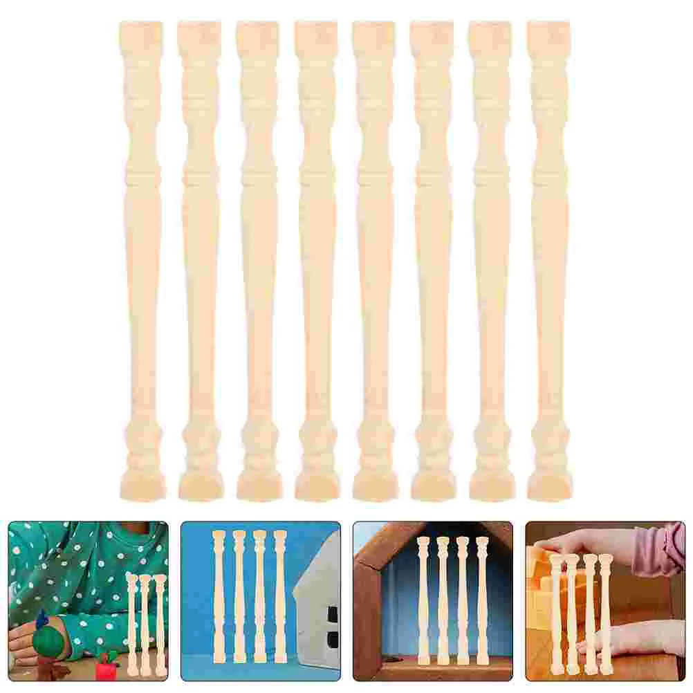 8 Pcs Roman Pillars Mini House Decoration Wood Furniture Desktop Adornment Miniature Accessories for