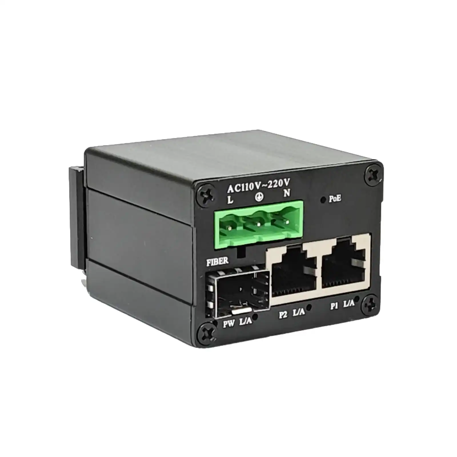 Micro Mini Industrial 2 Ports Gigabit Fiber Media Converter 90~250V AC Input Din Rail Mount Ethernet PoE Media Converter