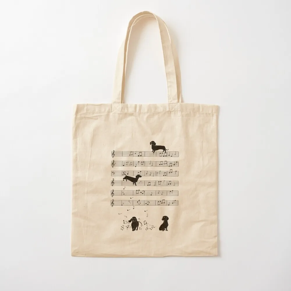 

Dog Dachshund and Music Tote Bag Canvas Reusable bags cute tote bag tote bags men