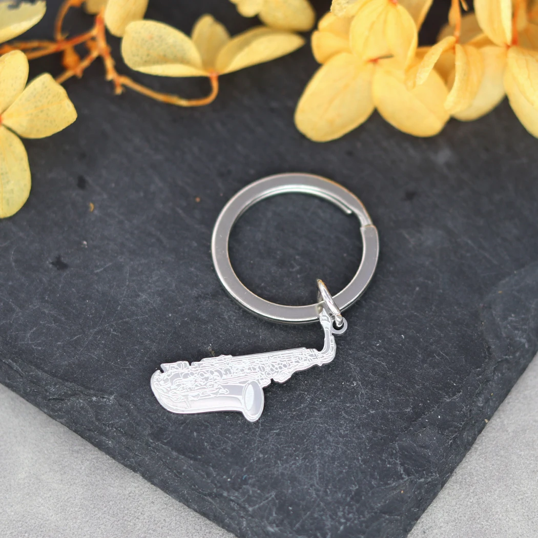 Chandler Alto Saxophone Pendant Key Chain for Women Sax Stainless Steel Jewelry Men Key Chain image 4