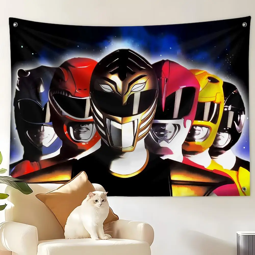 Mighty Morphin Power Rangers Flags Custom Wall Hanging Background Art Banner For Bedroom Home Living Room Outdoor Decor