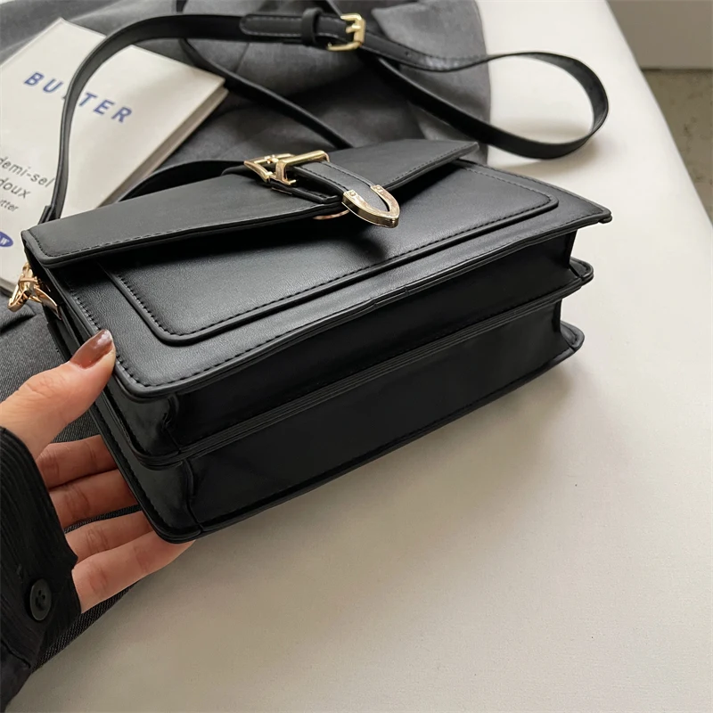 Women\'s Bag Preppy Style Shoulder Bag Vintage Envelope Briefcase Waterproof Female Crossbody Sling Pouch Solid Color Clutch