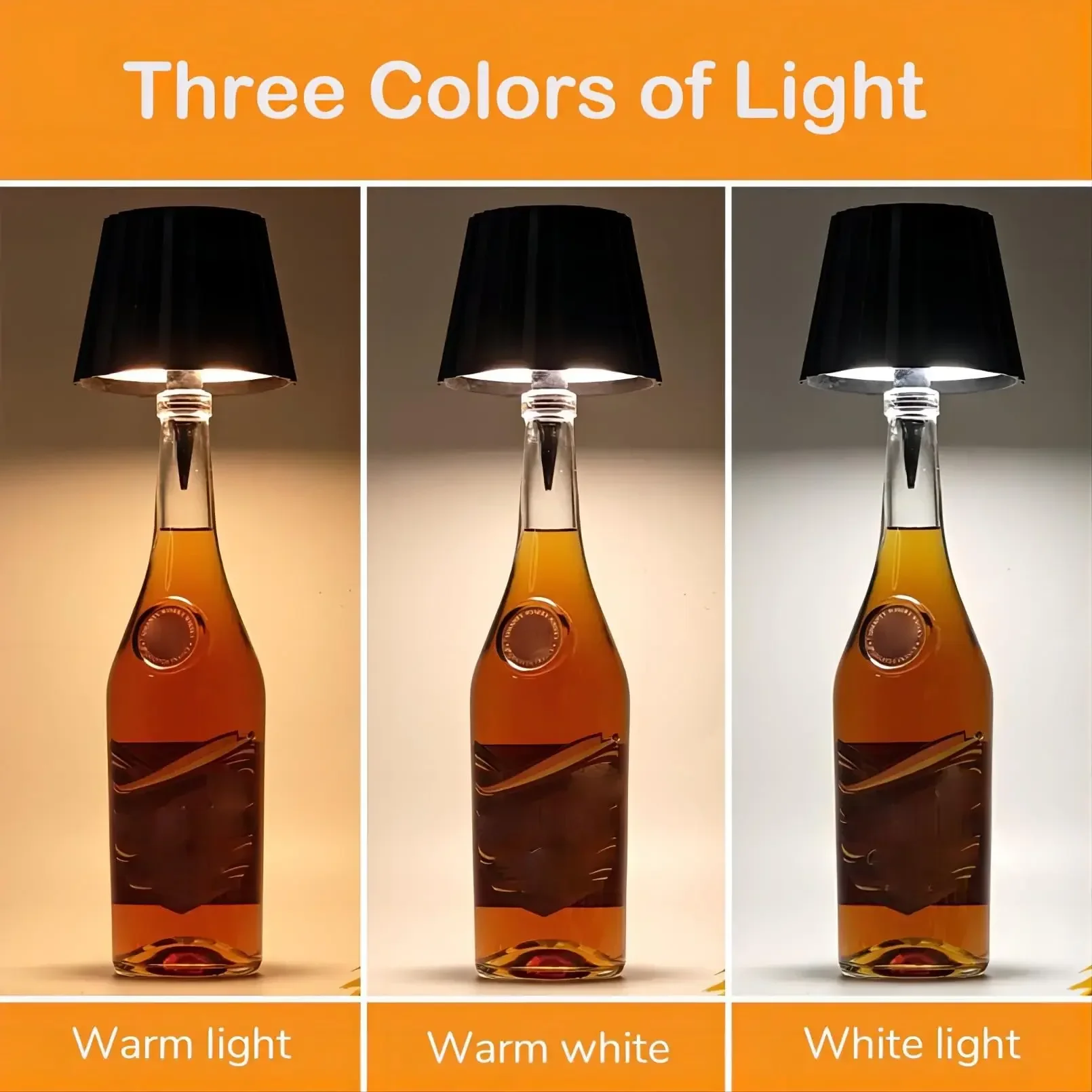 2025 LED Bottle Table Lamp Touch 3 Colors Rechargeable Portable Desktop Decoration Lamp For Bar Restaurant Camping Atmosphere De