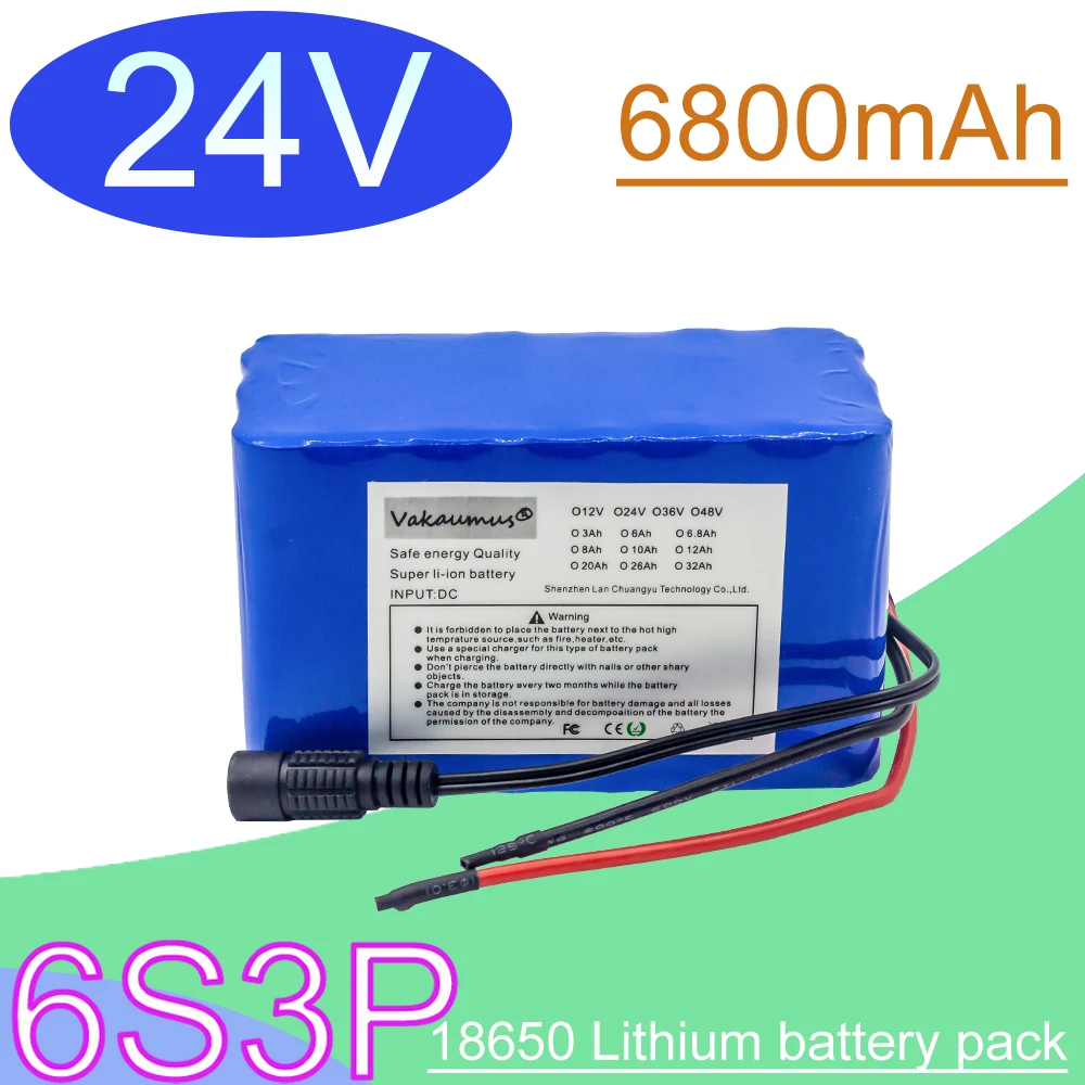 

100% New 6S3P 24V 6800mAh 18650 battery lithium battery Pack 25.2V 6.80Ah electric bike / electric bike / Li ion akku + charger