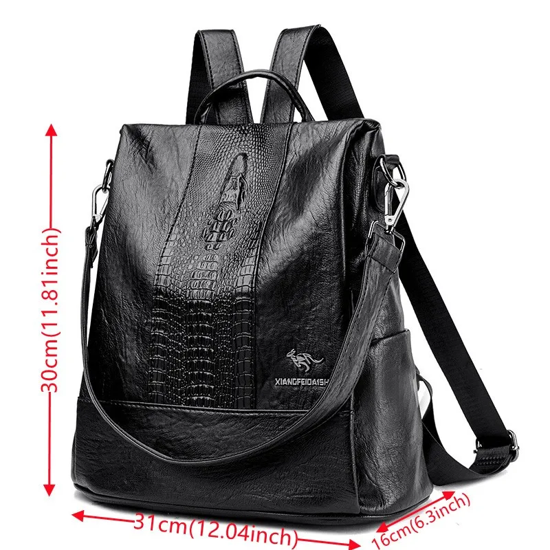 Imagem -05 - Mochila de Couro de Grande Capacidade Feminina Mochila Casual Estilo Simples Mochila Escolar de Viagem Feminina Bolsa de Ombro Tendência 2023