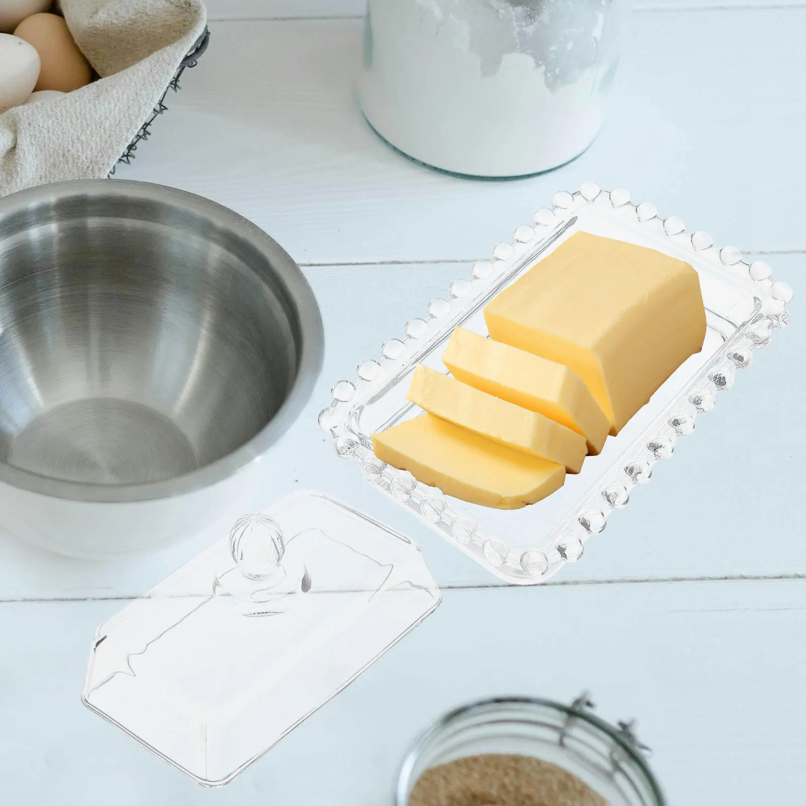 

Glass Butter Preservation Tray Transparent Kitchen Dish for Butter Cheese Storage Container Cream Cheese Container