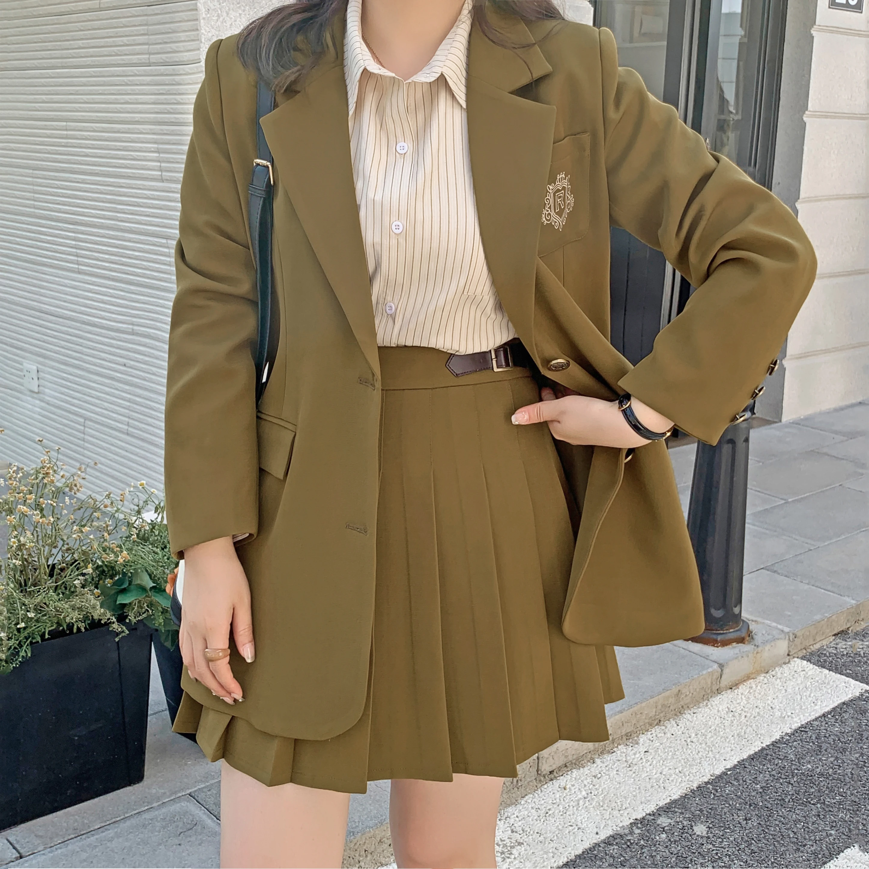 Koreanische britische adrette jk Schuluniform plus Größe Herbst abnehmen süßer Anzug Matrosen uniform tr Stoff Krawatten hemd jk Rock