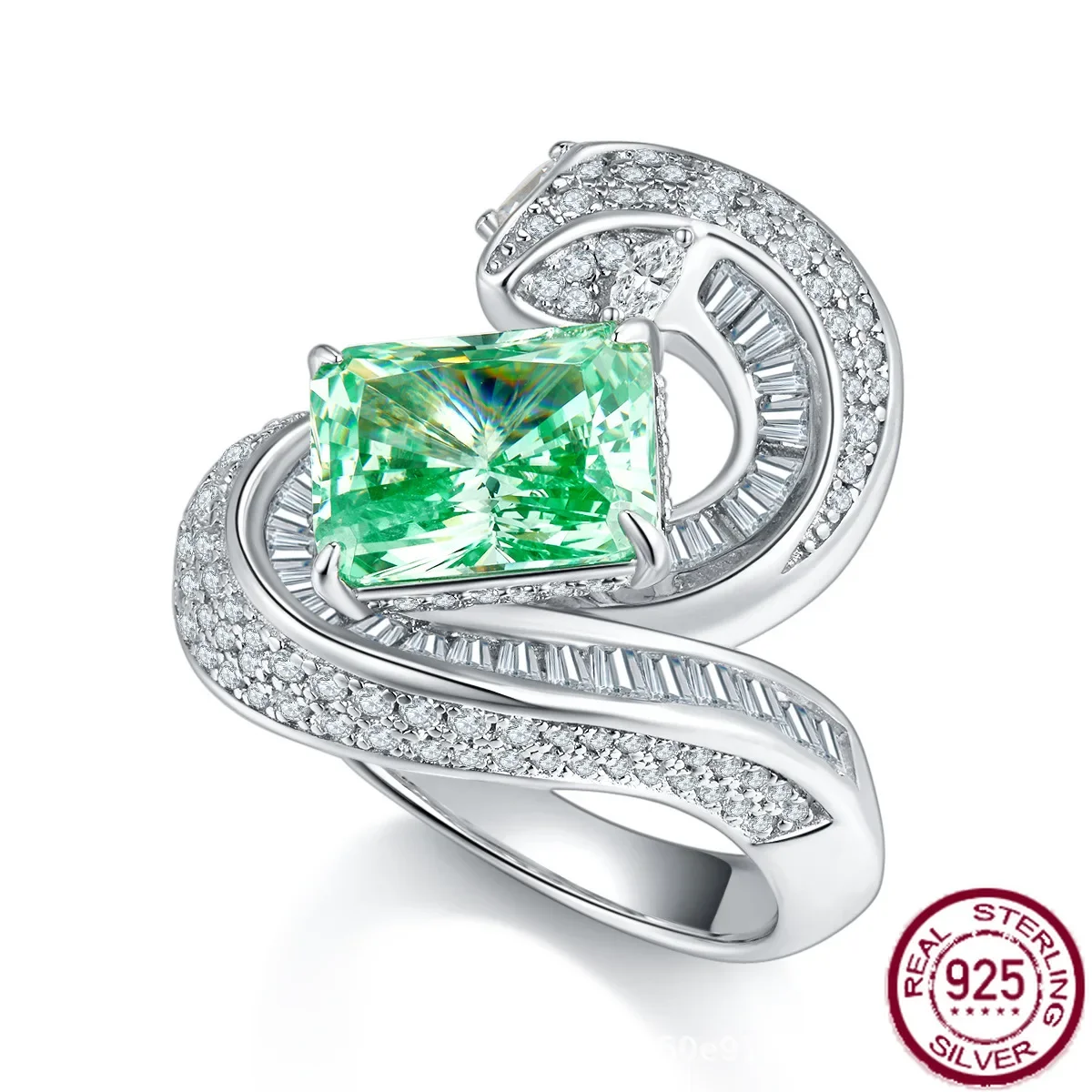 

New popular s925 silver Paraiba snake ring design, luxurious and fashionable wedding jewelry