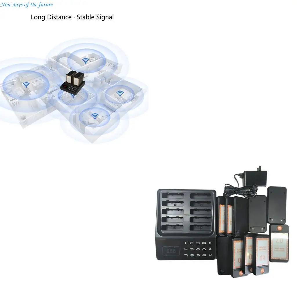 Restaurant Pager Management System Wireless Caller 10pcs Pagers for Dining Area E65A