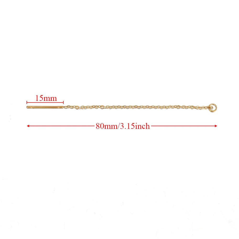 10pcs Gold Color Plated Stainless Steel 8cm Long Chain Ear Line Earrings Earwire DIY Women Drop Dangle Earrings Jewelry Making