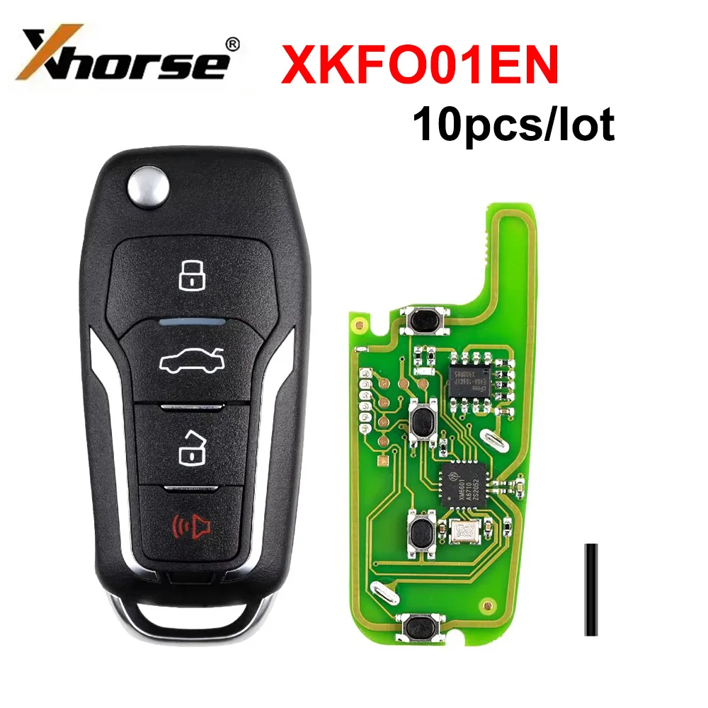 10pcs/lot Xhorse XKFO01EN Wire Remote Key 4 Buttons Unmovable Key King for VVDI VVDI2 Key Tool for Ford