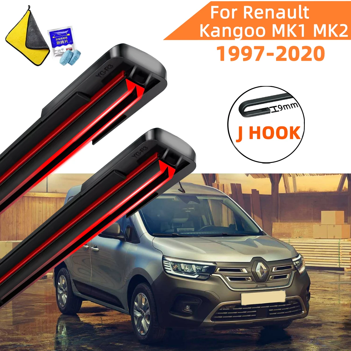 

Double Rubber Car Wipers for Renault Kangoo MK1 MK2 Front Blade Brushes Cutter Automobiles Accessorie Wiper Windscreen Wiper