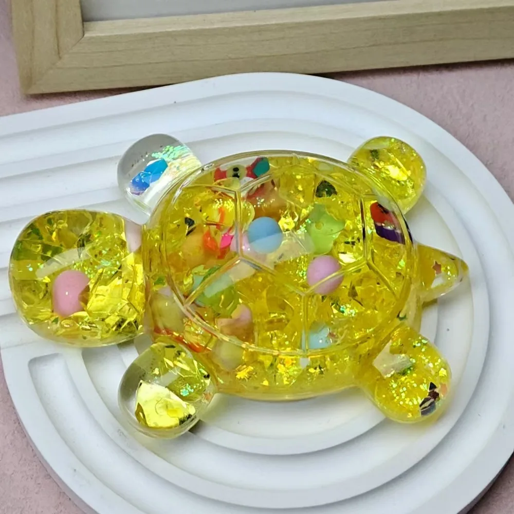 Muñecos de tortuga de arena movediza con efecto flash, de colores dulces, con diseño de frutas, juguete de tortuga de dibujos animados, tortuga kawaii adorable, pequeño adorno para llaves de coche