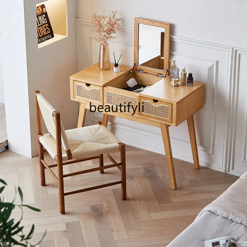 X new Rattan Woven Nordic Dresser Bedroom Misty Style Modern Simple and Natural Real Rattan Bed & Breakfast Makeup Table