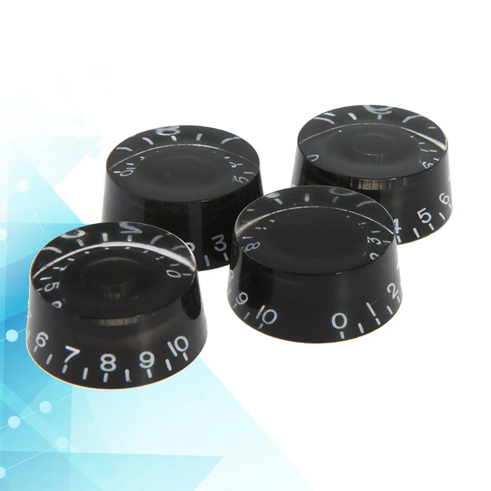 4 PCS/ Set Round Guitar Knobs Volume Tone Control Knobs Rotary Knobs for Style Electric Guitar Parts Replacement (Black)