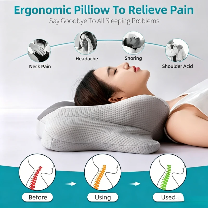 memory-foam-cervical-pillow-butterfly-shape-slow-rebound-neck-support-orthopedic-rolled-pack-home-sleep-pillow-neck-support