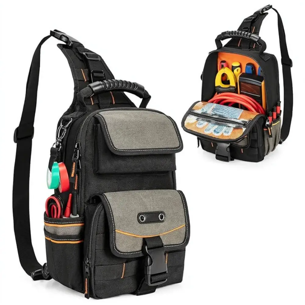 Heavy Duty HVAC Tool Bag Electrician Hardware Maintenance Pouch With Smooth Zipper Comfortable Handle Case