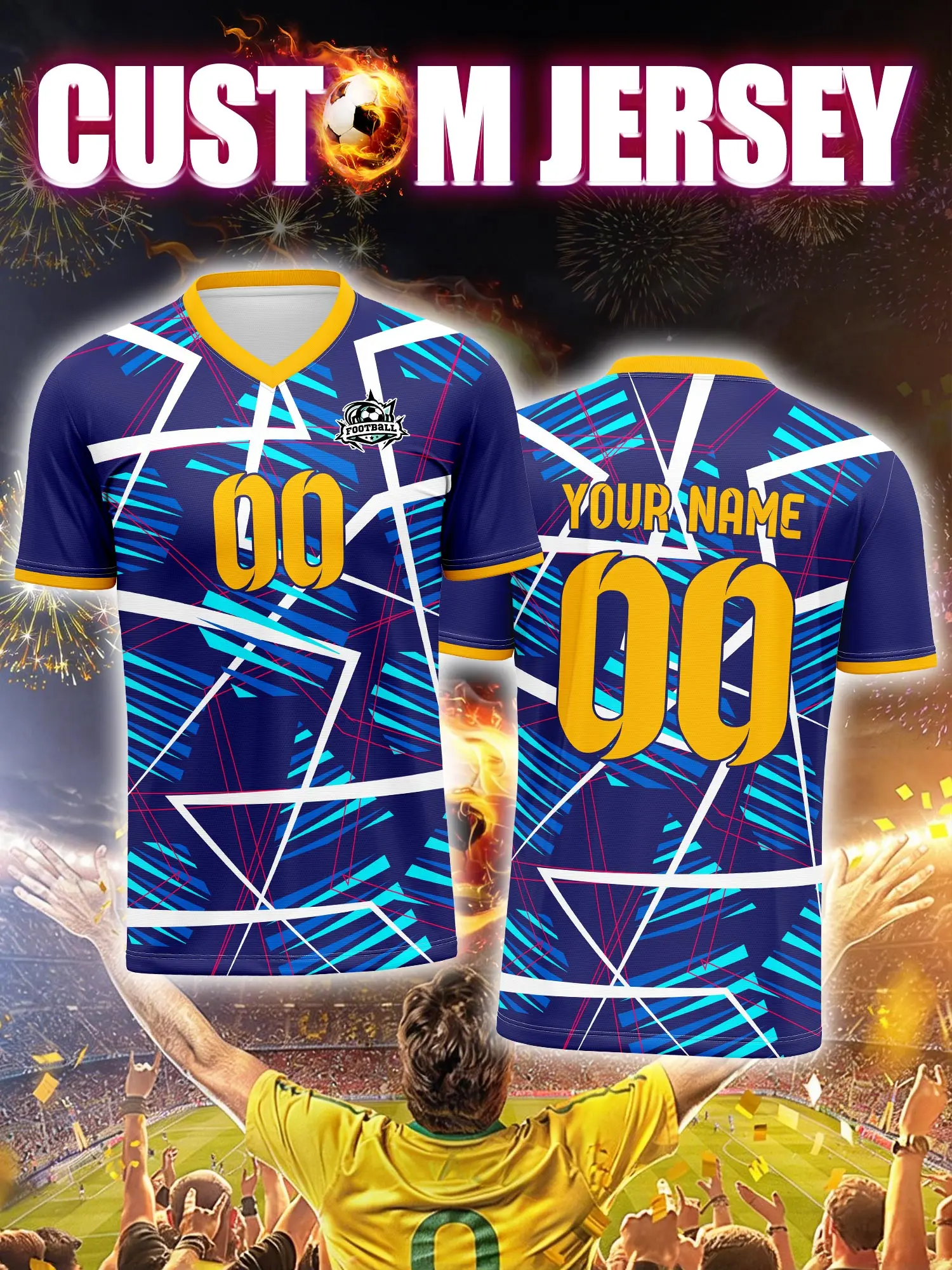 

Футболка для футбола с индивидуальным изображением, номером и именем, современная, лаконичная, стильная.